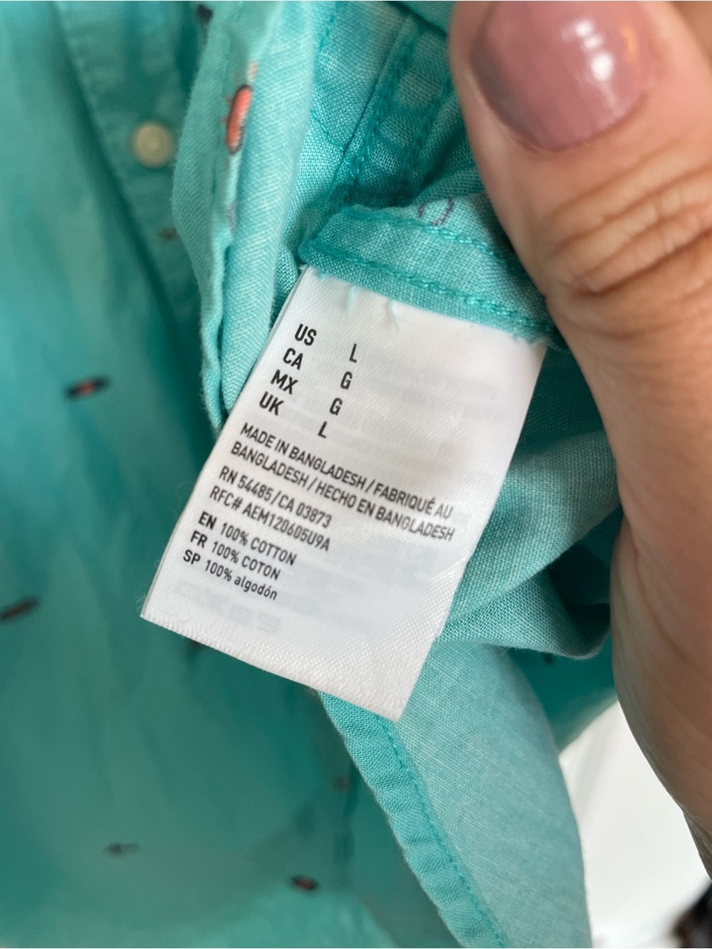 American Eagle Blue Fun Button Down Shirt - Picture 4 of 7